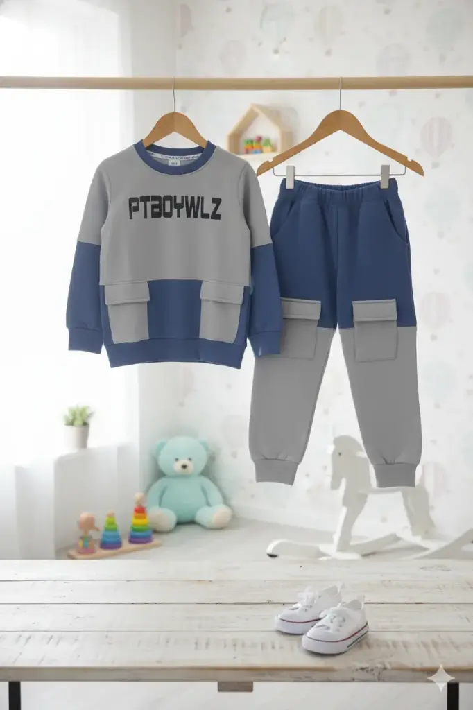 Sweatshirt &  Cargo Trousers Set(HS014) (1-2y)